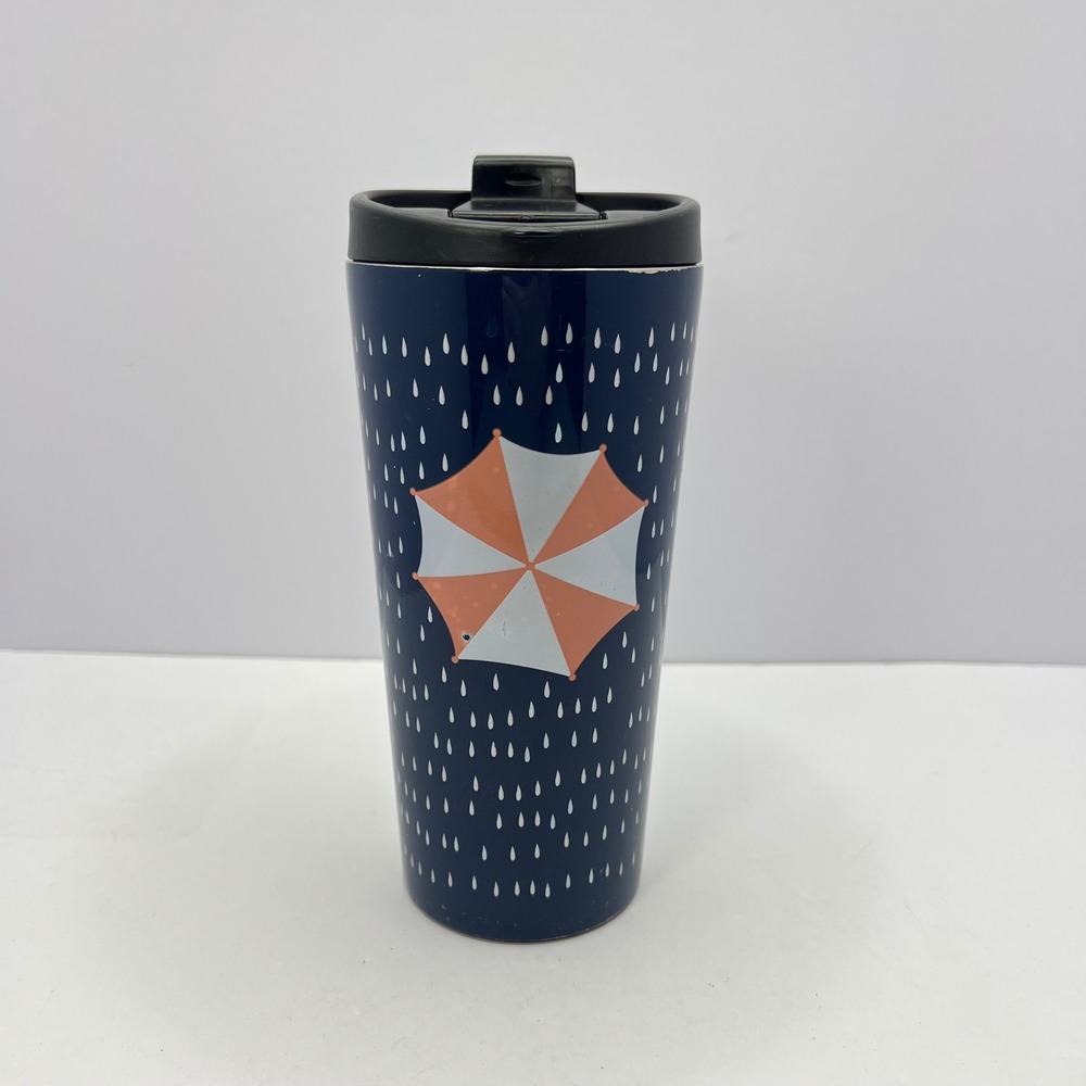 Starbucks Umbrella Raindrop Travel Tumbler 16oz Insulated Mug 2014 Resident Evil